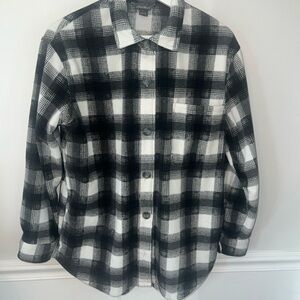Eddie Bauer Black and White Plaid Shirt Jacket
